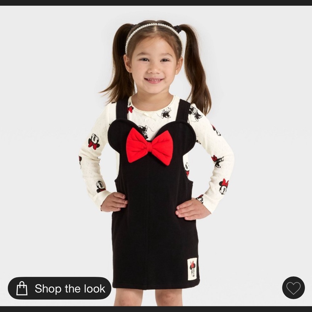 H&M Disney 2-piece Minnie Mouse black denim Jumper and Long sleeve set